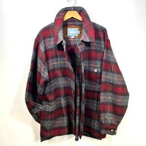 Vintage Woolrich Heavy Wool Chore Jacket Shirt USA Made 90s Red Plaid Mens M